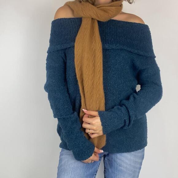 00s 100 cashmere brown skinny scarf ☆ - Picture 1 of 6